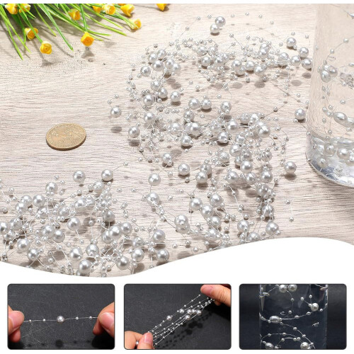Collier de perles artificielles grises 3-8 mm, 10 brins 2