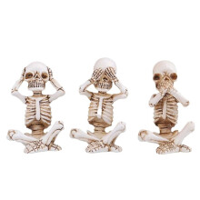 Skull Shelf Decor,Skeleton Figurine,Halloween Gothic Home Decor,Antique Accent Statue,Collectible Figurines Set of 3