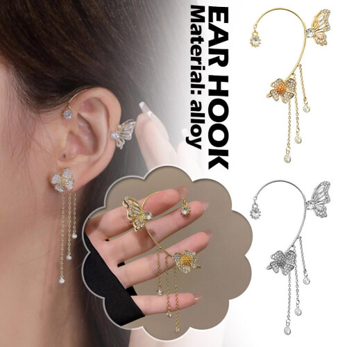 Butterfly Ear Cuff Sølv Guld Zirkon Uden Piercing 1