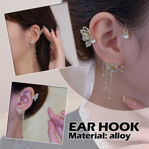 Butterfly Ear Cuff Sølv Guld Zirkon Uden Piercing 2