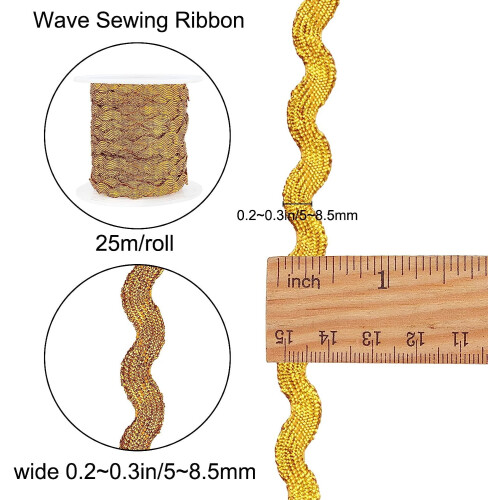 Γκλίτερ Χρυσό Ric Rac Trim 5mm 25m Ρολό 1
