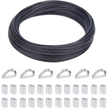 Kabelgeländer-Set, schwarz beschichteter Edelstahl, 54,6 Yards