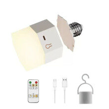 LED Rechargeable Light Bulbs with Remote Battery Operated Light Bulb Three Color Changing Bulb with Hook