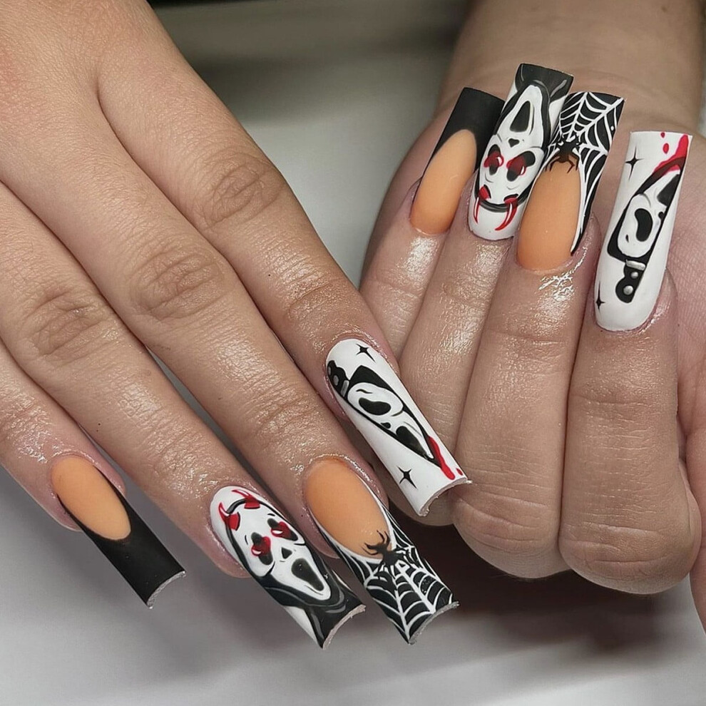 Press-on Nails with Glitter 24 pcs Short Style
