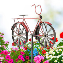 Vintage Fahrrad-Windspiel, roter Metall-Gartenstecker