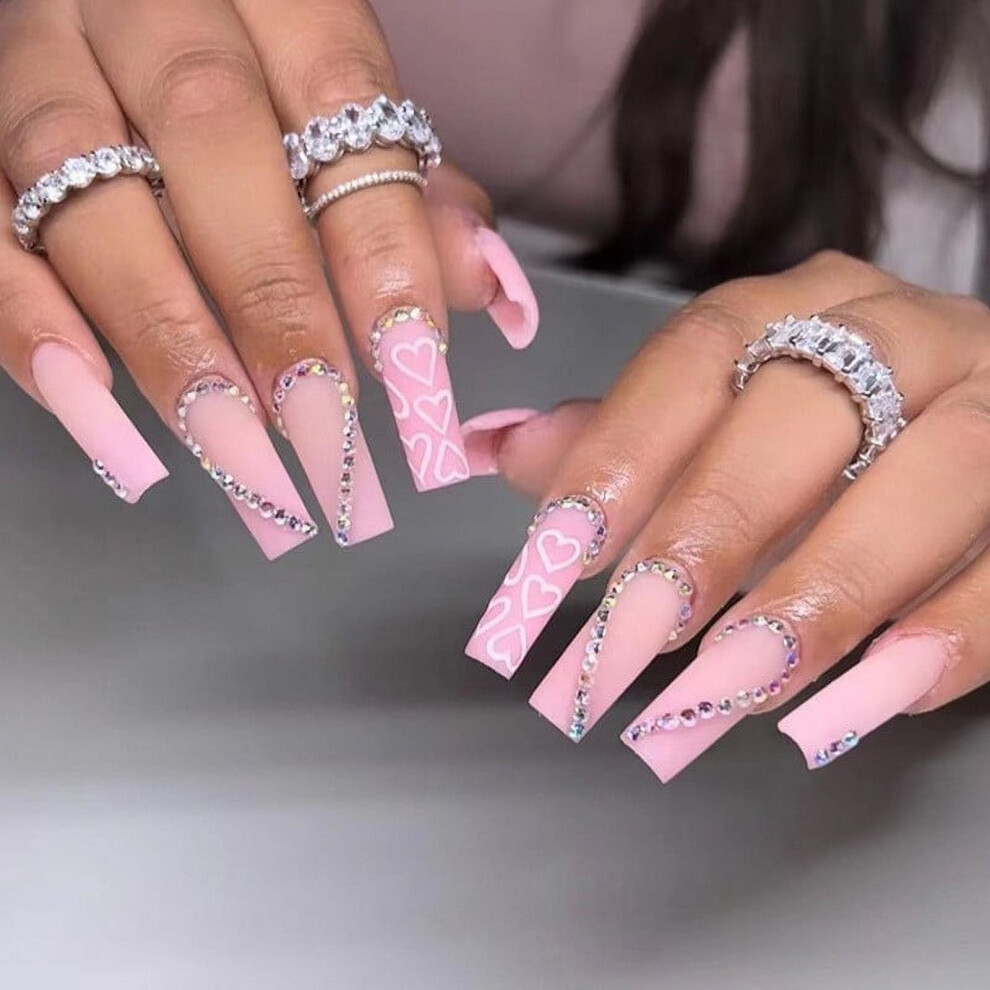 Press-on Nails with Glitter 24 pcs