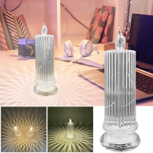 Lampe de projection LED sans flamme en forme de bougie, veilleuse en cristal