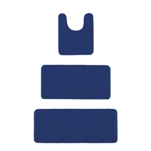 Badezimmerteppich Blau Plüsch U-förmig 3er-Set (911 Zoll) 1