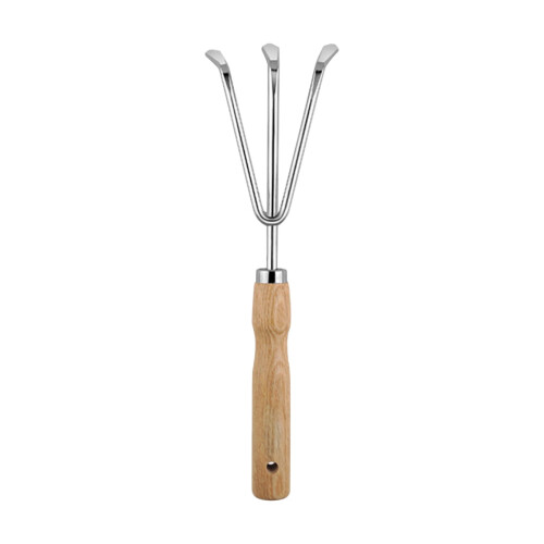 Gartengeräte-Set aus Edelstahl mit Holzgriff, 3-teilig