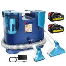 Cordless Portable Carpet Cleaner Spot & Stain Remover for Upholstery, Car Seats and Rugs, with Dual Tanks, Long Reach Hose & Pet Tool