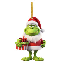 Grinch Acrylic Christmas Decoration Green Black 2D Flat