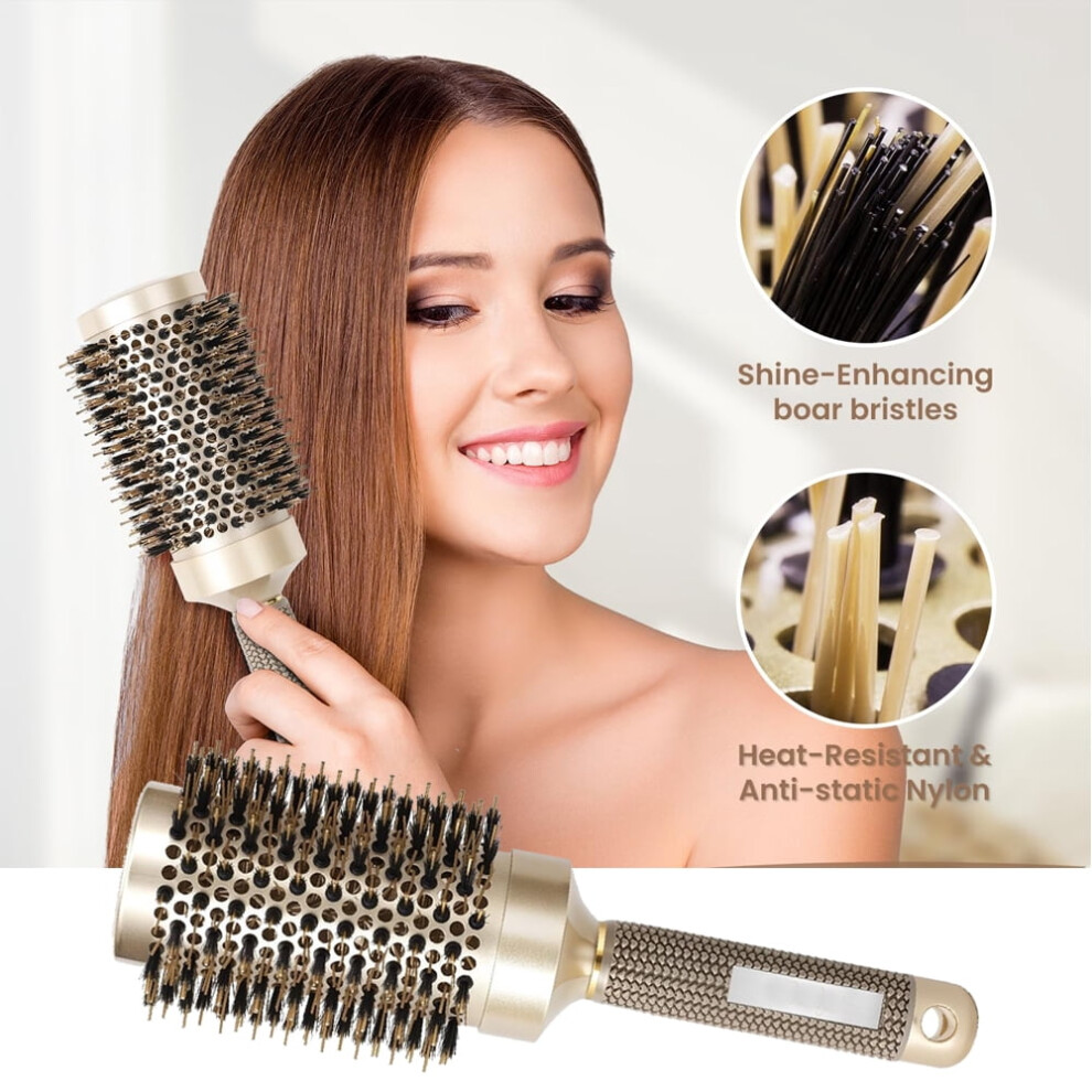 2 Inch Round Hair Brush with Boar Bristles Ceramic Ionic