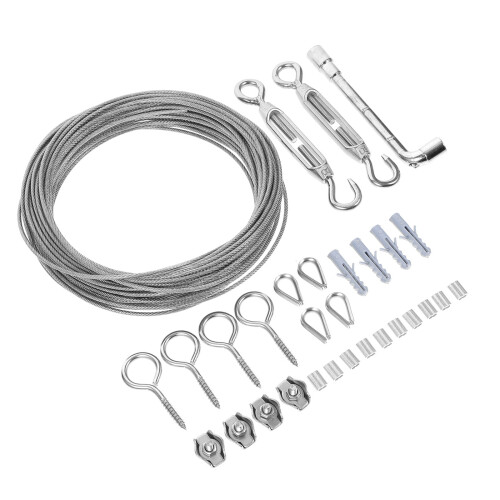 Drahtseil-Set mit Spannschloss, Edelstahl, 3 m