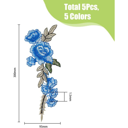 Appliques brodées pivoine, 5 couleurs, 10 pièces 1