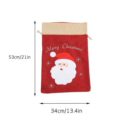 Sacolas de presente de Natal em algodão e linho com estampa de Papai Noel (12 unidades) 2