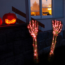 Décorations d'Halloween squelette - Guirlandes lumineuses LED en forme de mains rampantes pour intérieur et extérieur, compatibles avec le jardin,