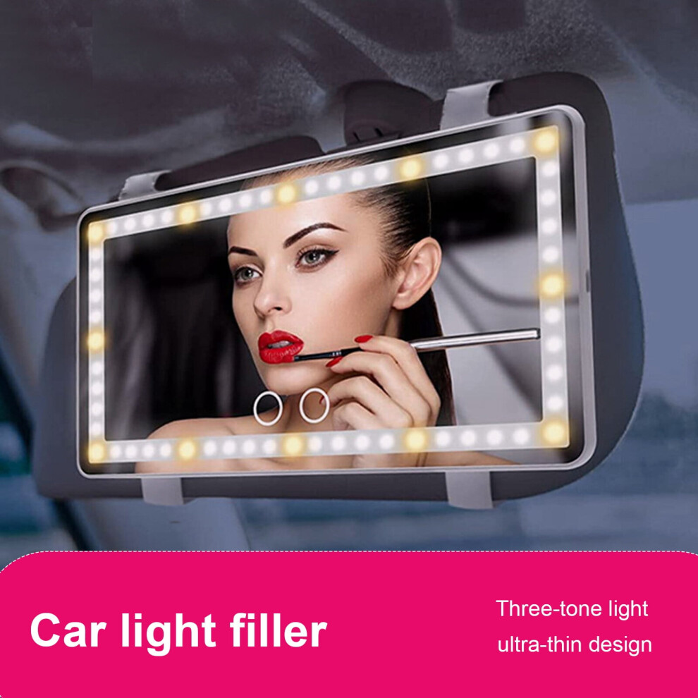 Car Vanity Mirror with 60 LED Lights 3 Modes Rechargeable