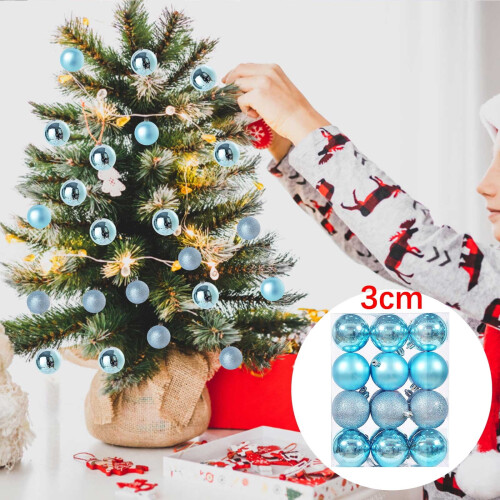Weihnachtskugel-Set, bruchsicher, 24 Stück, 3 cm