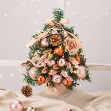 Mini flocked Christmas tree with 30 LED lights and wooden