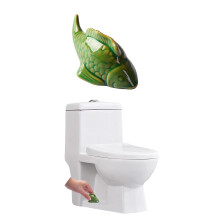 YANHAIGONG Keramik-WC-Deckel mit Fischmotiv, 2er-Set dekorative WC-Schraubenkappen, kompatibel mit Standard-WCs, einfache Montage, hübsche