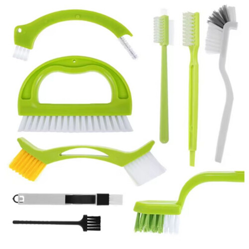 9Pcs  Cleaner Brush Set Multipurpose Hand-Held Cleaning Brush Deep Cleaning Reusable Tile Joint Scrub Brush