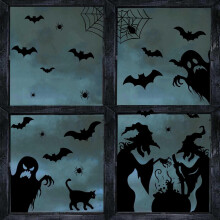 Halloween-noitasiluettitarrat ikkunoihin ja seiniin