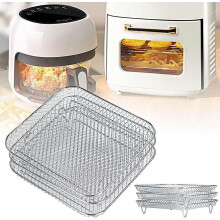 DERCLIVE Air Fryer Basket Stainless Steel 3-Layer Stackable