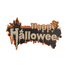 Decor de Halloween din lemn, dovleac, vrăjitoare, zombi, 3 buc.