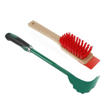 Mower Deck Scraper with Ergonomic Long Handle, Lawn Mower Deck Cleaner Tool with Stiff Bristle Brush, Lawn Mower
