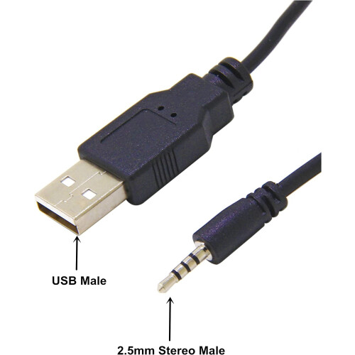 Nabíjecí kabel USB na 2,5mm samec pro sluchátka JBL Synchros 2