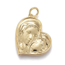 Colgantes de corazón de latón con anillas (5 unidades) 20,5 x 17 x 2,5 mm