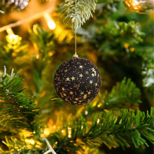 Christmas Ball Ornaments Set Black Irregular Hanging Balls