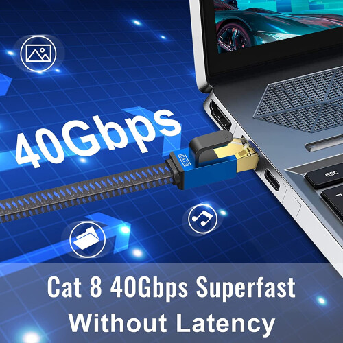 Cábla Eitirnéad Cat8 Braidithe Níolón 10ft 26AWG SSTP 1