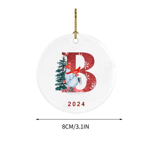 Kerst sneeuwpop hanger acryl26-letter 2