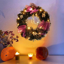 Halloween strašidelný věnec osvětlený venkovní/vnitřní dekorace 1 ks