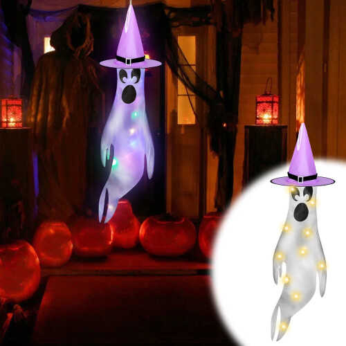Halloween vindflag polyester glødende ansigt 1 stk.