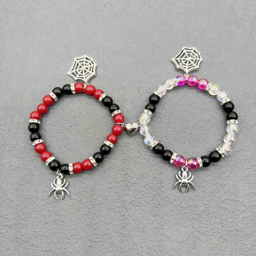 Spinnen-Paar-Perlenarmbänder, 2er-Set