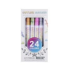 Glitter Gel Markerpenna Set Dubbel Linje Självkonturerande 12