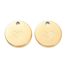 Stainless Steel Heart Charms 10 pcs 11.5x1mm