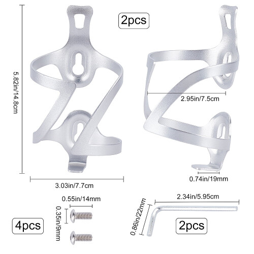 Aluminiumslegering Cykelflaskeholder Sølv 2 stk. 148x77x20mm 1
