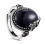 Anillo ajustable de plata de ley con flor de corindón negro 1