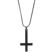 Collar unisex con colgante de cruz negra de acero inoxidable