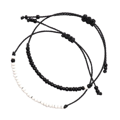 Armbånd Armbånd Svart Hvitt Risperlesett