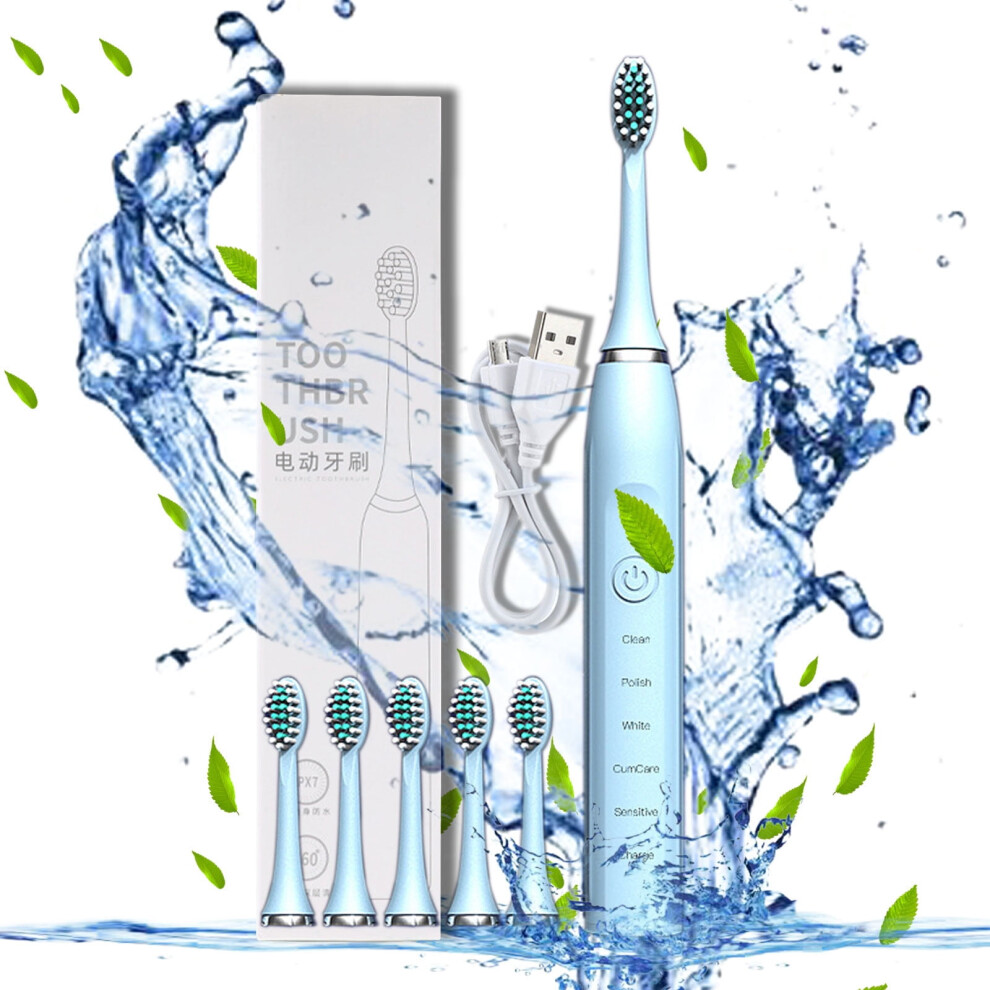 Electric Toothbrush for Adults 5 Modes 6 Brush Heads