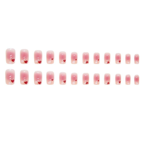 Älgformade lösnaglar roséröd guldfolie halo 10 st