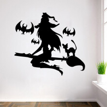 Adesivi murali di Halloween con strega nera, decorazione murale