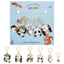 Μαρκαδόροι βελονιάς Panda Bamboo Leaf από κράμα σμάλτου 6 τεμάχια