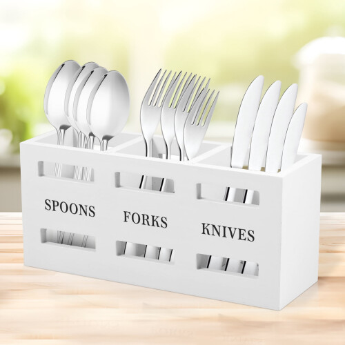Soporte de madera para cubiertos Grusce, 3 compartimentos 1