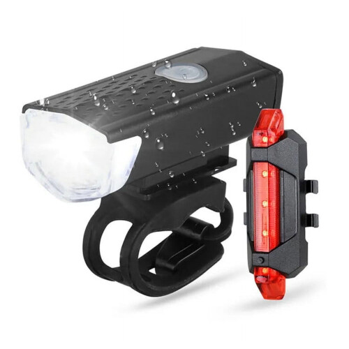 XOAIHY Bicycle Front and Rear Light Kit USB Rechargeable 3 1