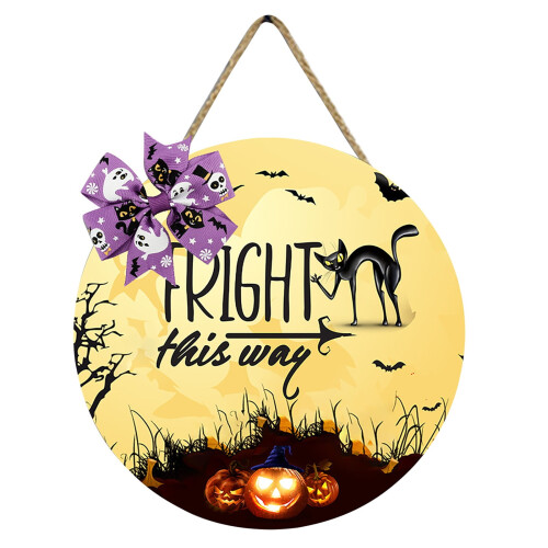 Halloween træ velkomstskilt orange sort vintage